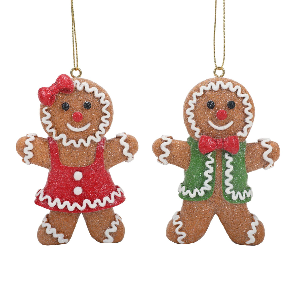 Gingerbread Hanging Christmas Decoration Green and Red Assorted Traditional