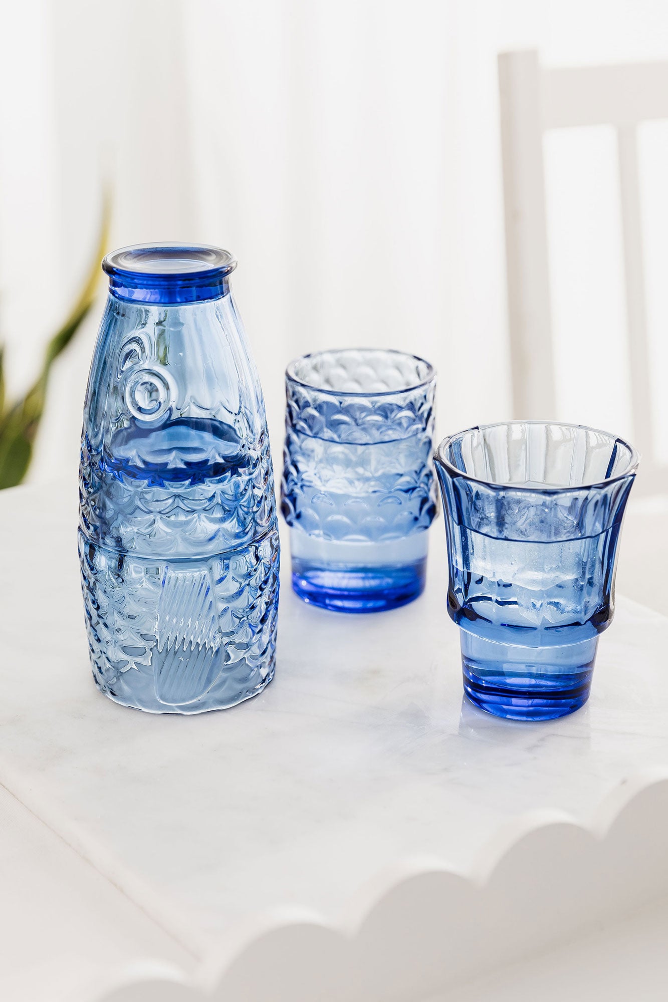 Stacking Fish Glasses Blue
