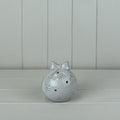 Glazed Ceramic Bauble with Bow Ornament with Textured Detail and LED Small