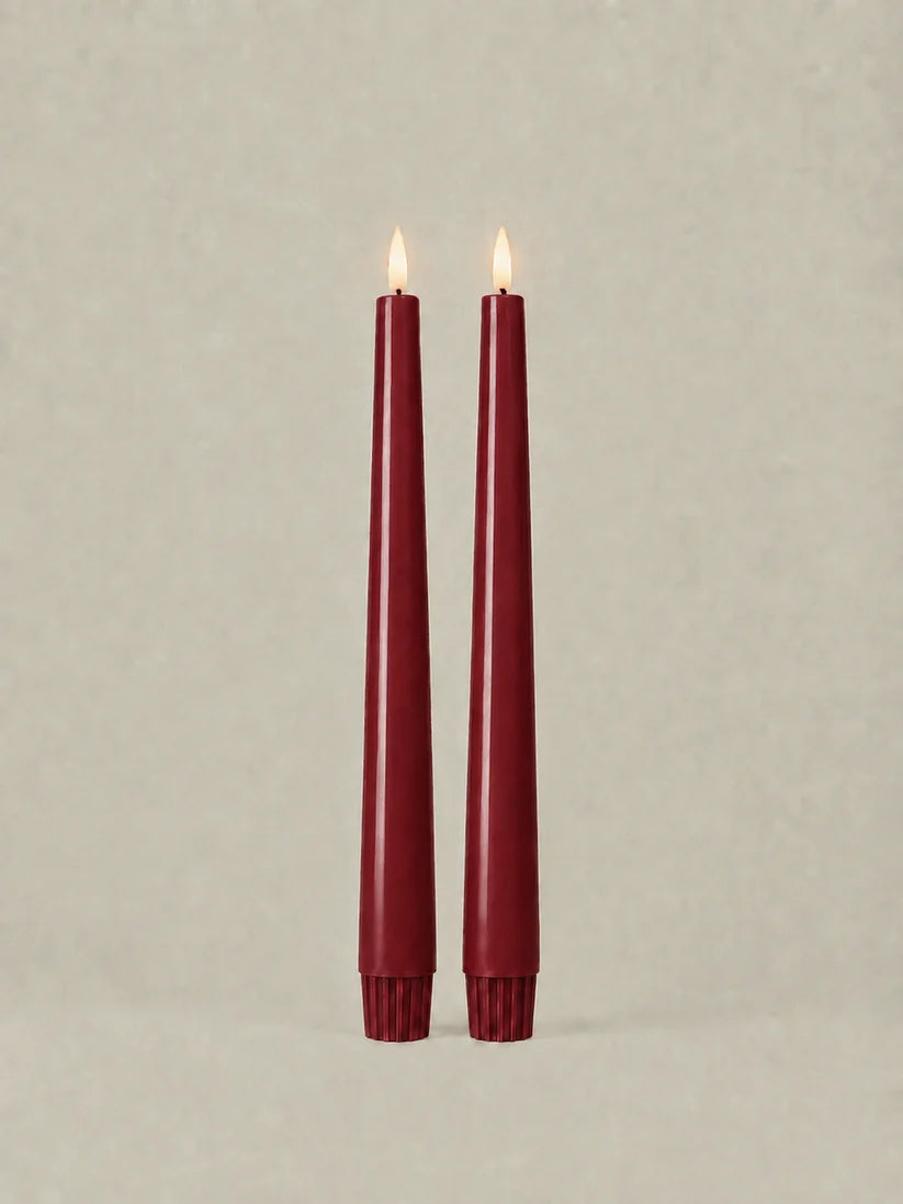 Glo & Nest Burgundy Dusk LED Taper Candles Set of 2
