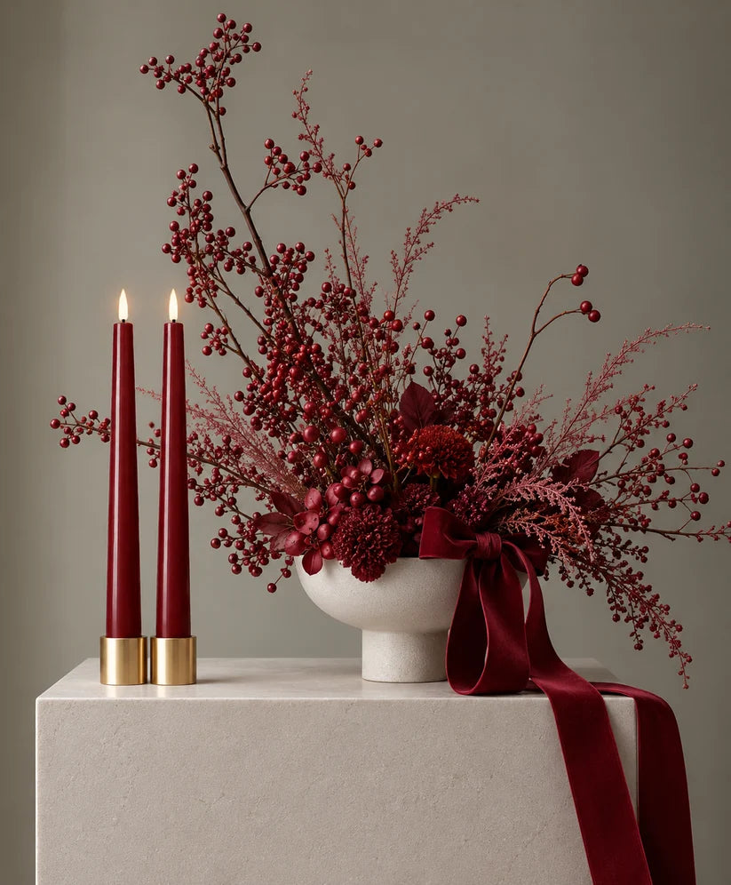 Glo & Nest Burgundy Dusk LED Taper Candles Set of 2