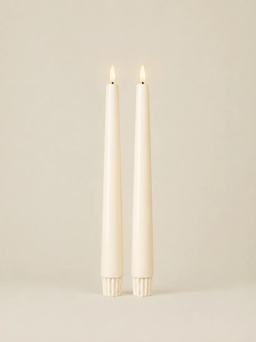 Glo & Nest Soft Ivory LED Taper Candles Set of 2