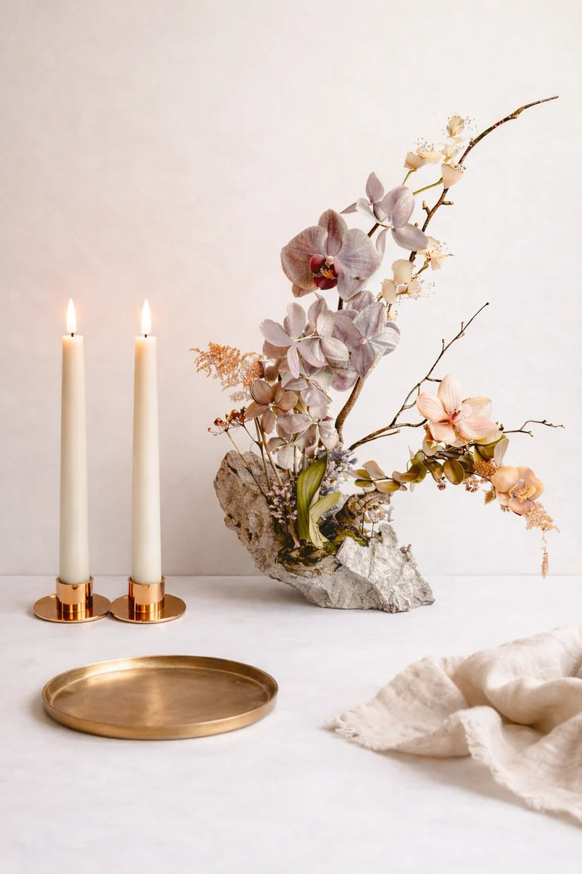 Glo & Nest Soft Ivory LED Taper Candles Set of 2