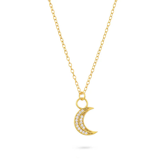 Gold Trip Celestial Moon Necklace 18k Gold Plated Sterling Silver