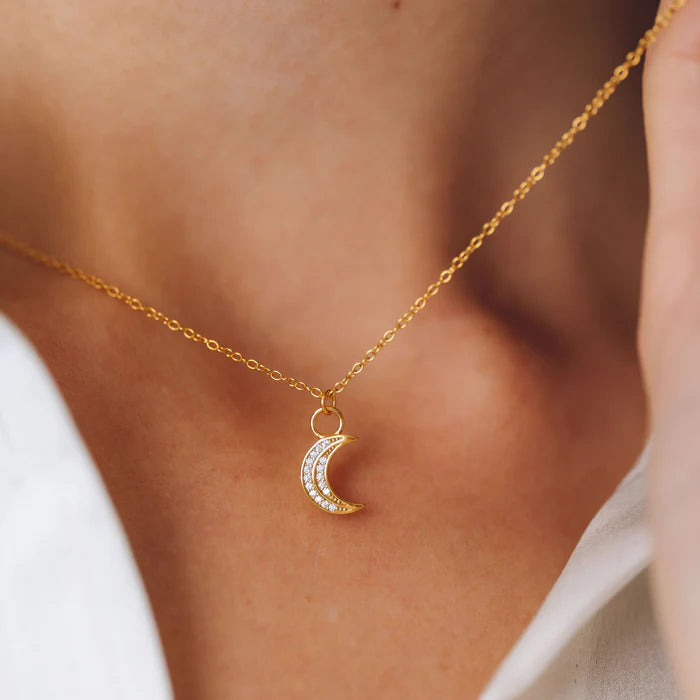 Gold Trip Celestial Moon Necklace 18k Gold Plated Sterling Silver