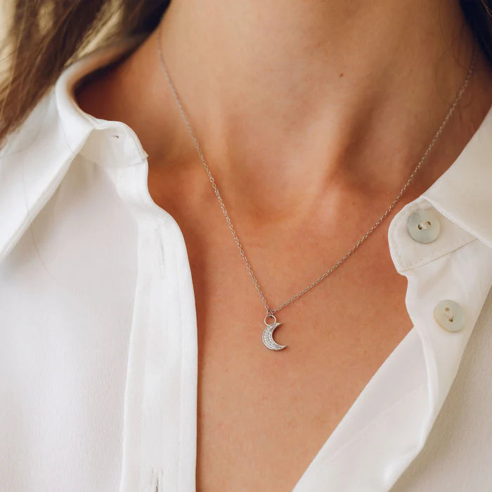 Gold Trip Celestial Moon Necklace Sterling Silver