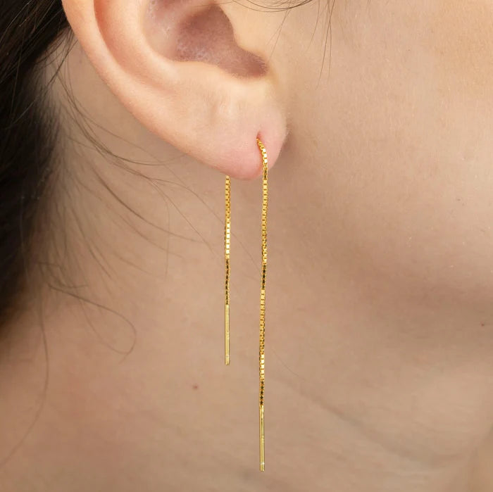 Gold Trip Chain Threader Earring Gold Plated Sterling Silver