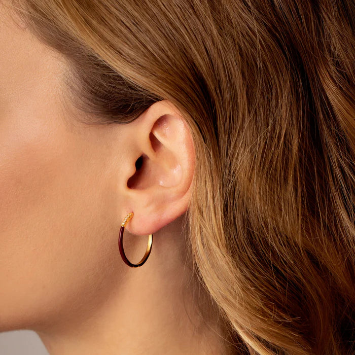 Gold Trip Enamel Hoop Earring Claret 18k Gold Sterling Silver