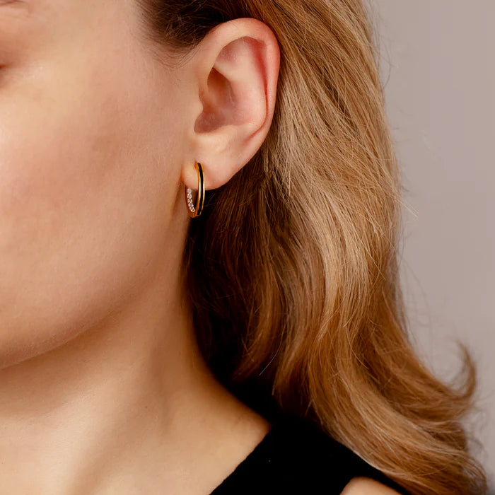 Gold Trip Enamel Hoop Earrings Black 18k Gold Plated Sterling Silver