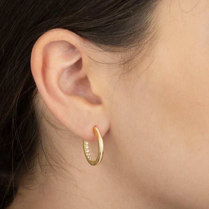 Gold Trip Enamel Hoop Earrings Nude Sterling Silver