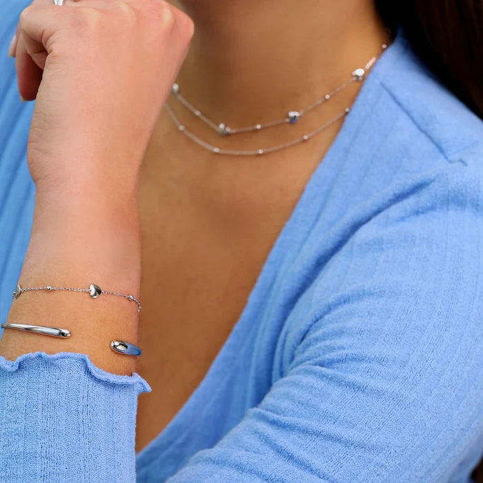 Gold Trip Heart Satellite Bracelet Rhodium Plated Sterling Silver