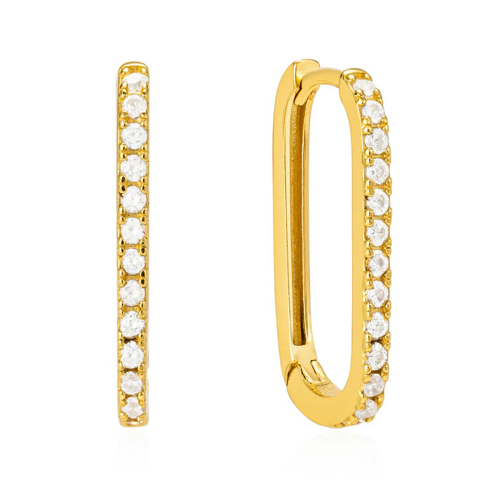 Gold Trip Large Crystal U Hoop Earring Gold Plated Sterling Silver