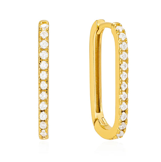 Gold Trip Large Crystal U Hoop Earring Gold Plated Sterling Silver