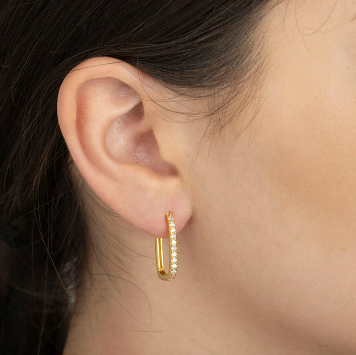 Gold Trip Large Crystal U Hoop Earring Gold Plated Sterling Silver