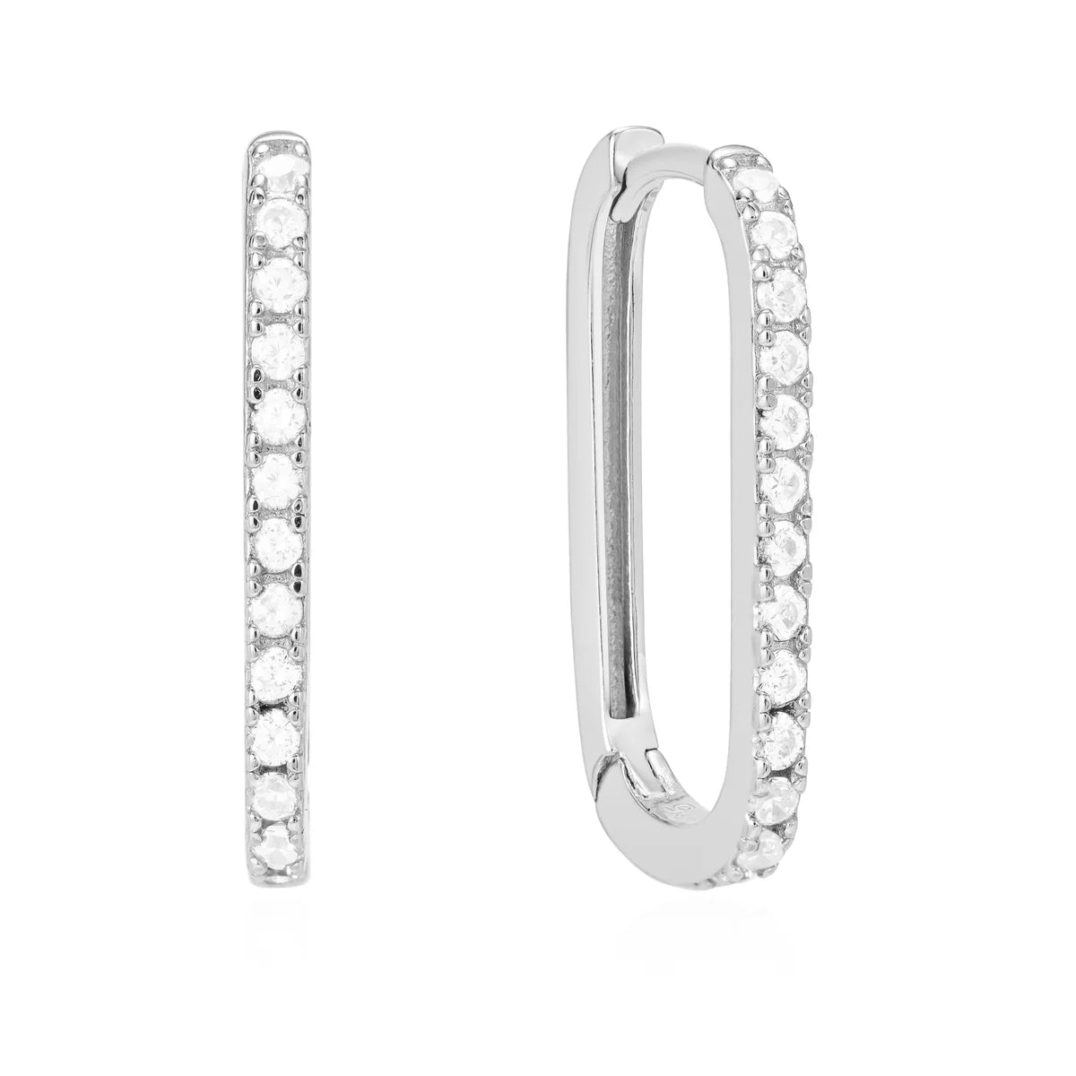 Gold Trip Large Crystal U Hoop Earring Rhodium Plated Sterling Silver