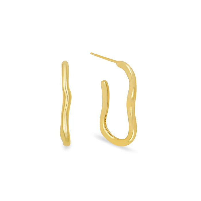 Gold Trip Ripple Hoop Earrings Gold Plated Sterling Silver