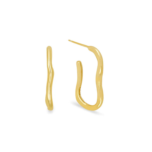 Gold Trip Ripple Hoop Earrings Gold Plated Sterling Silver