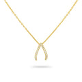 Gold Trip Sparkling Wishbone Necklace Gold Plated Sterling Silver