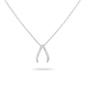 Gold Trip Sparkling Wishbone Necklace Rhodium Plated Sterling Silver