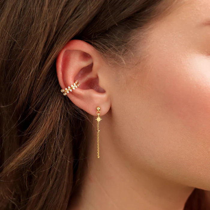Gold Trip Star Chain Drop Earrings Gold Plated Sterling Silver