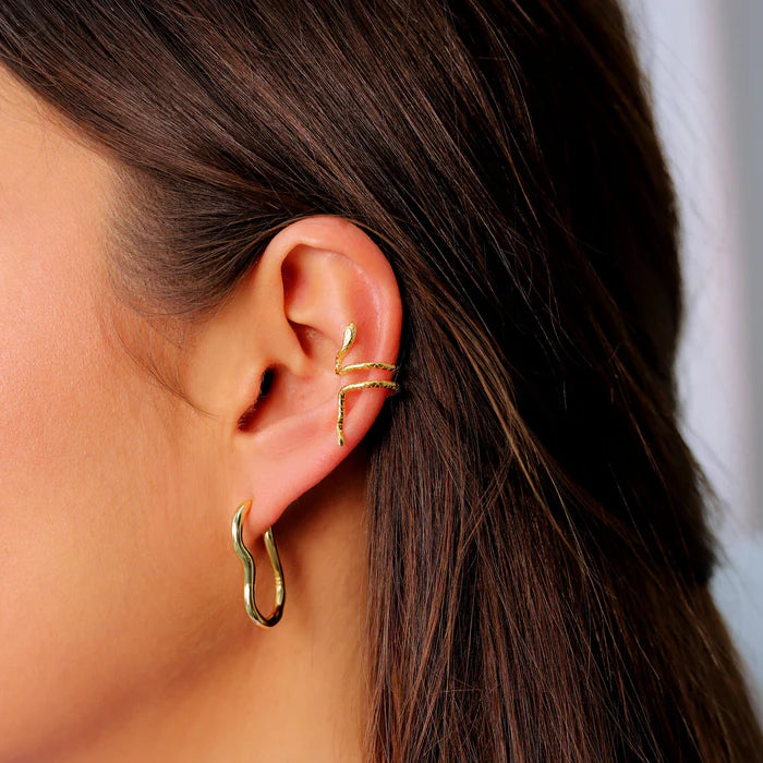 Gold Trip Ripple Hoop Earrings Gold Plated Sterling Silver