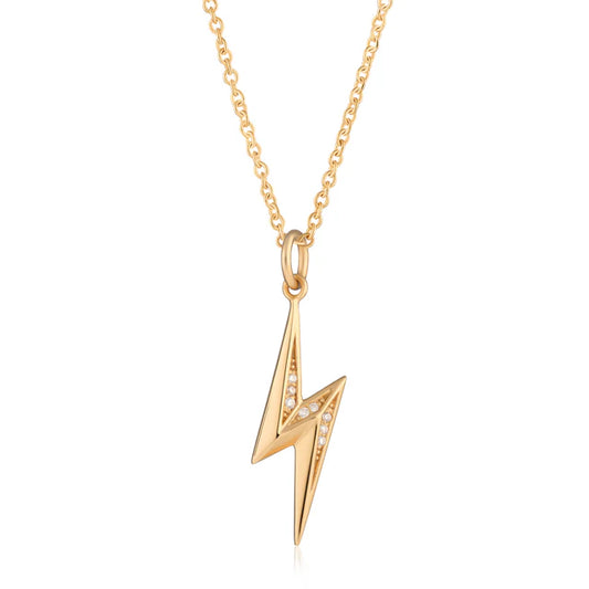 Scream Pretty Sparking Lightening Bolt Necklace 18K Gold Plated Sterling Silver