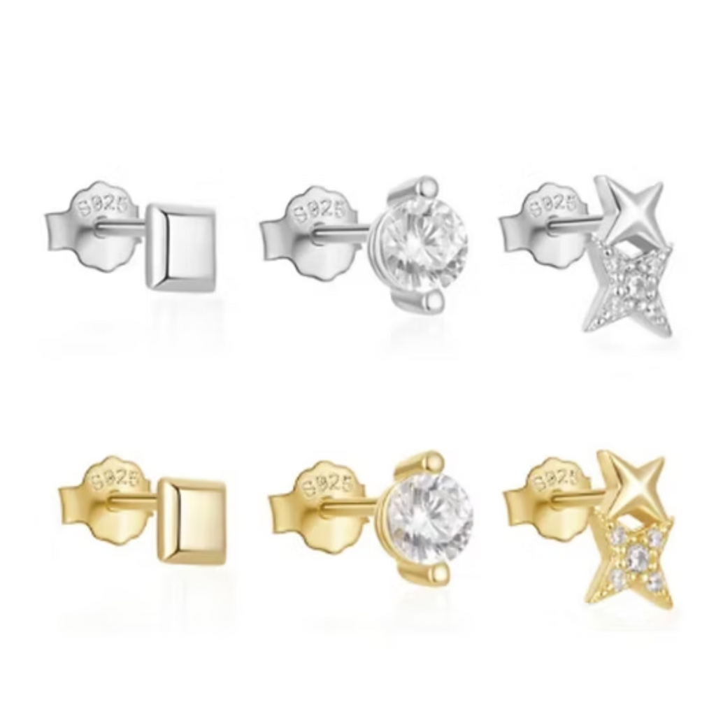 She Is Beautiful Grounded Stud Set Gold