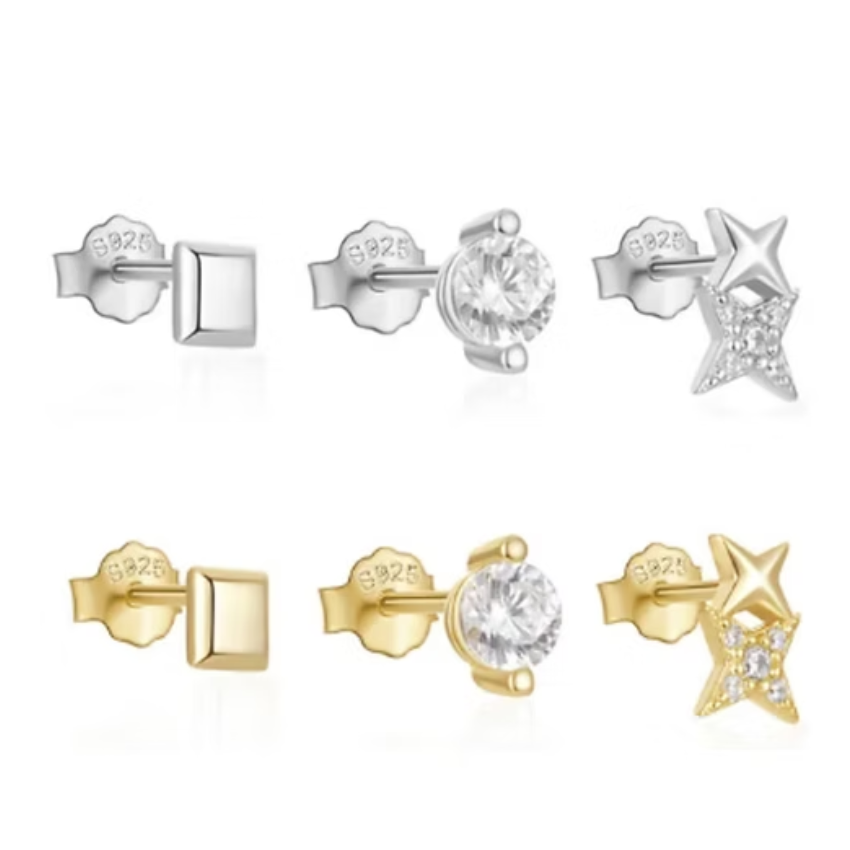 She Is Beautiful Grounded Stud Set Gold