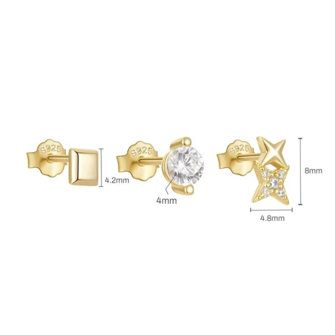 She Is Beautiful Grounded Stud Set Gold