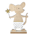 Christmas Wooden Mouse Holding Gold Star