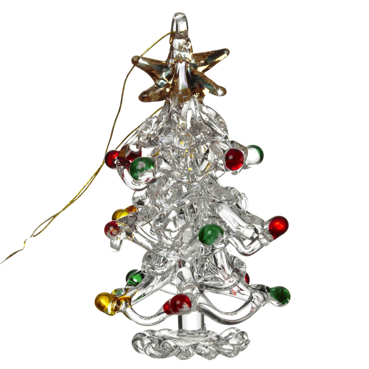 Hanging Glass Christmas Tree Hanging With Colour Baubles