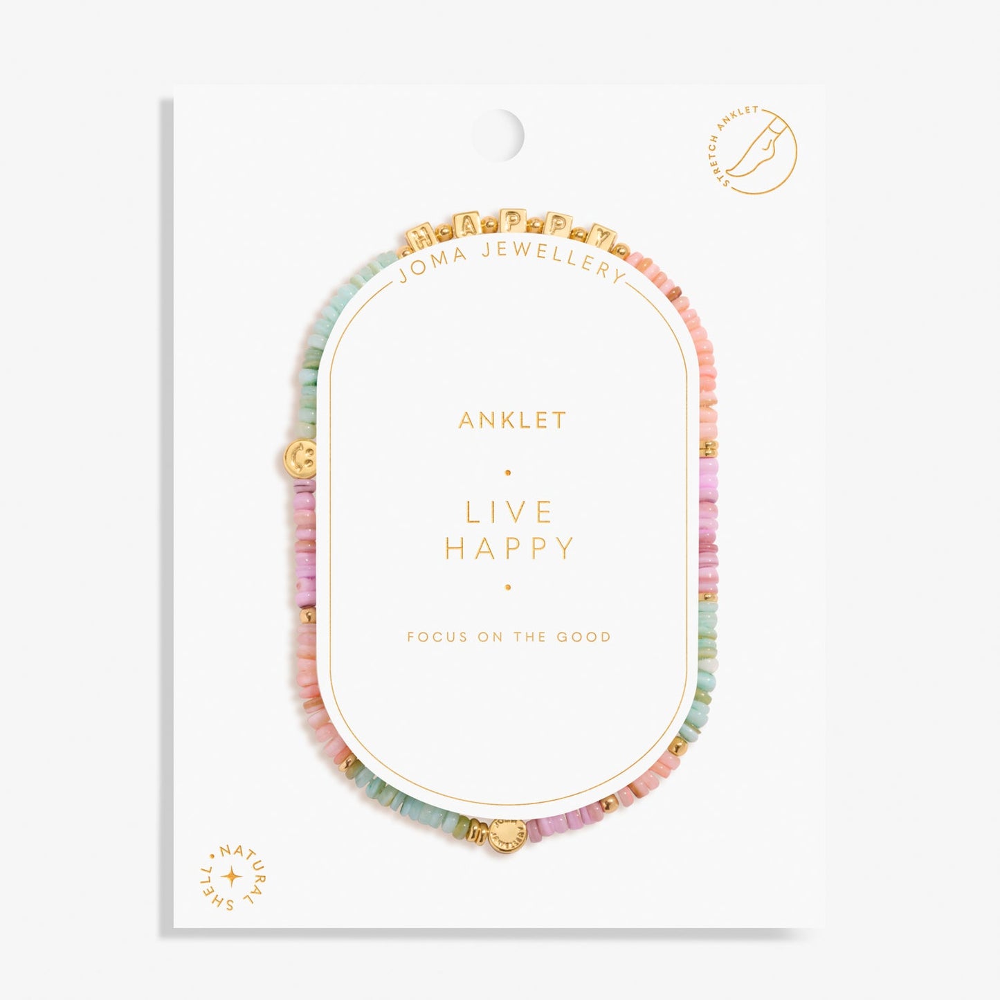Happy Little Moments Anklet Live Happy Gold Plated Anklet