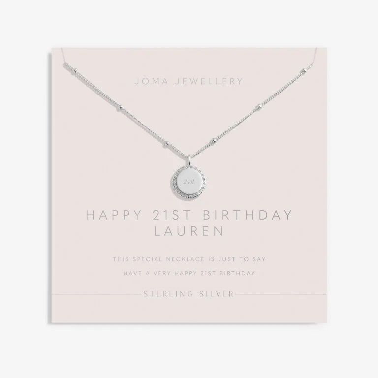 Joma Jewellery Sterling Silver 21st Birthday Disc Necklace