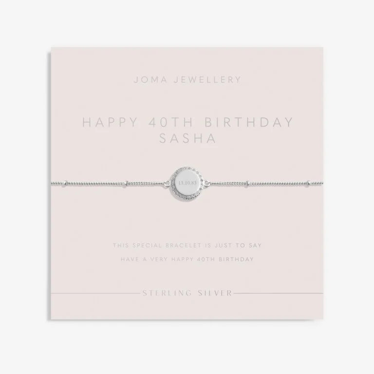 Joma Jewellery Sterling Silver 40th Birthday Disc Bracelet