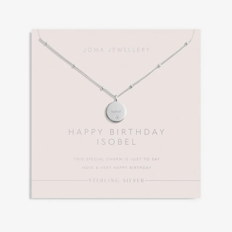 Joma Jewellery Sterling Silver Happy Birthday Disc Necklace