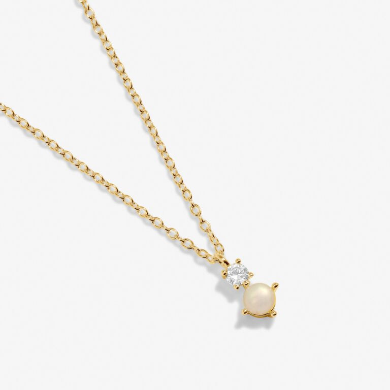 Joma Jewellery Halo Pearl Cz & Pearl Pendant Gold Plated Necklace