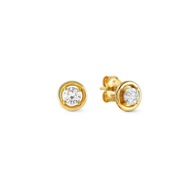 COSMICLOVE earrings in 925 sterling silver and cubic zirconia Yellow Gold Circle