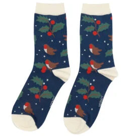 Miss Sparrow Winter Hedgerow Socks Navy