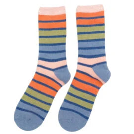 Miss Sparrow Fluffy Stripes Socks Denim