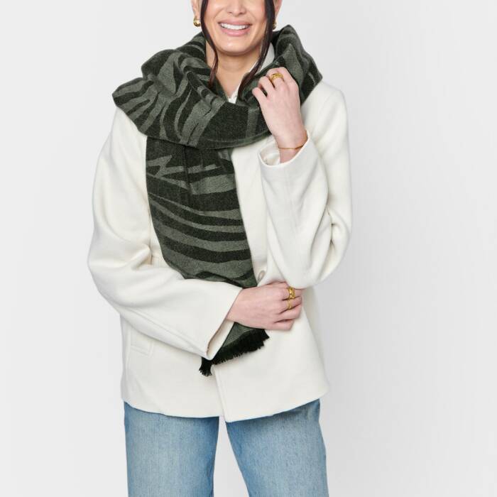 Katie Loxton Printed Blanket Scarf Tiger Khaki/Black