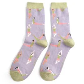 Miss Sparrow Yoga Poses Socks Lilac