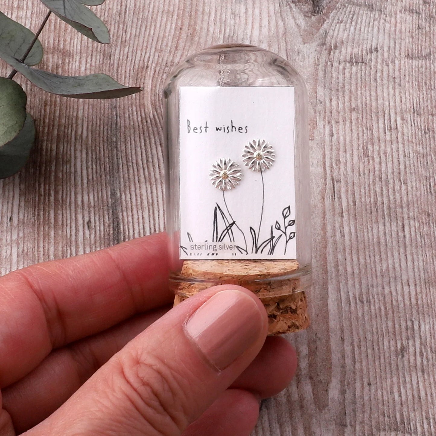 Attic Creations Best Wishes Daisy Stud Earrings Silver