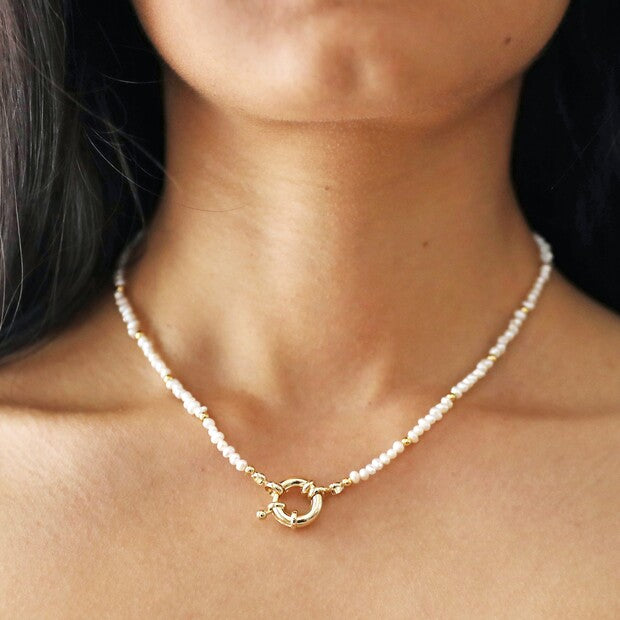 Lisa Angel Pearl Gold Beads Necklace