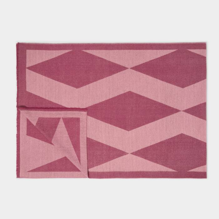 Katie Loxton Printed Blanket Scarf Diamond Pink/Garnet Red