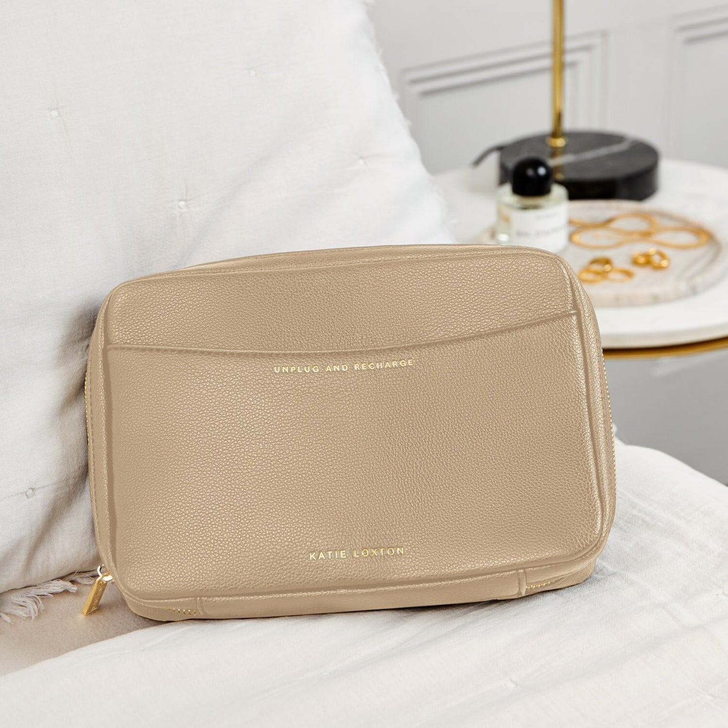 Katie Loxton Cable Organiser Unplug And Recharge Light Taupe