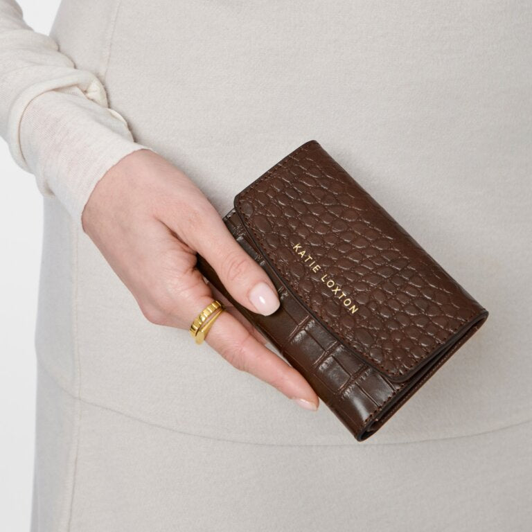 Katie Loxton Marni Faux Croc Purse Chocolate