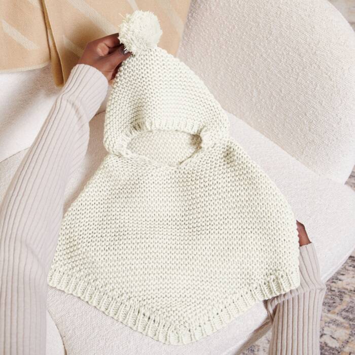 Katie Loxton Knitted Baby Poncho White