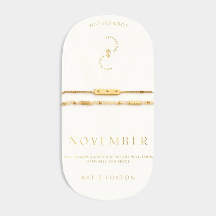 Waterproof Birthstone Bracelet November Yellow Quartz 18cm