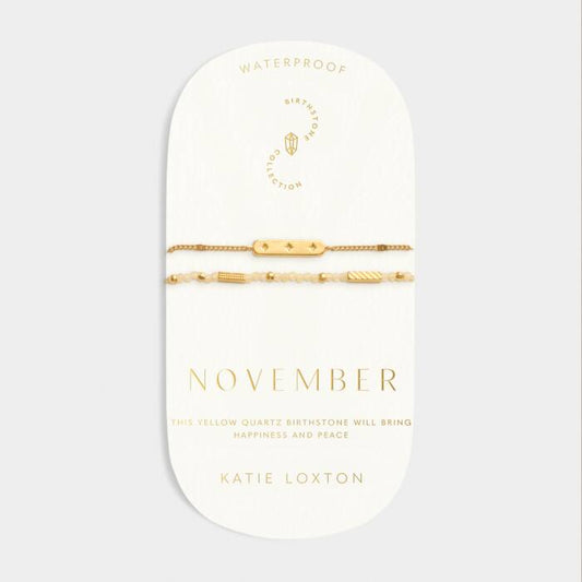 Waterproof Birthstone Bracelet November Yellow Quartz 18cm