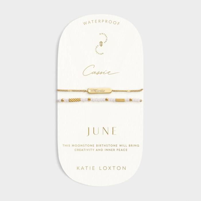 Waterproof Birthstone Bracelet June Moonstone 18cm